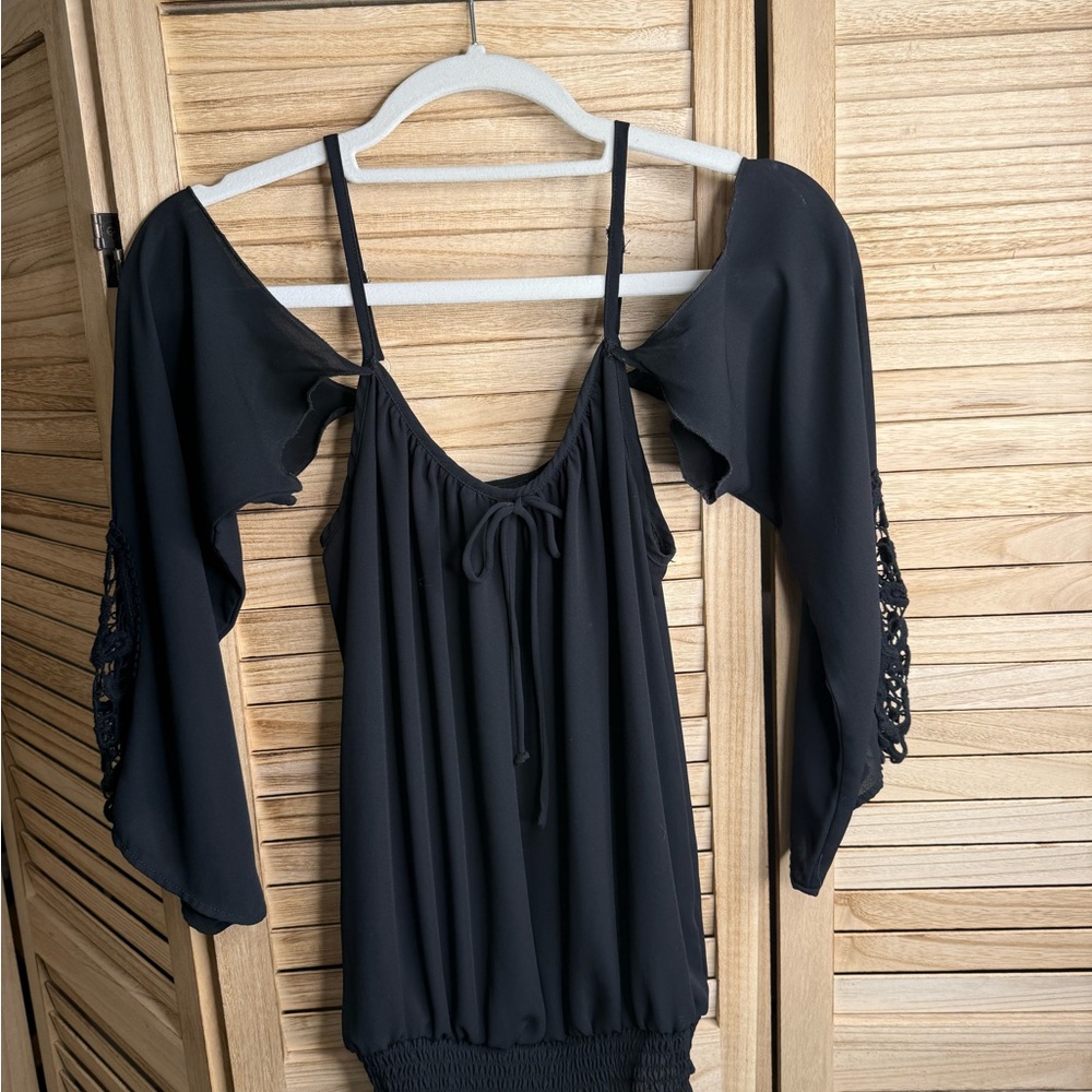BCX Black Cold Shoulder Blouse
